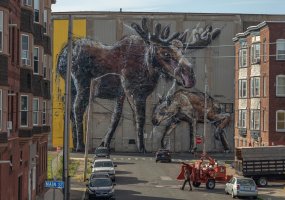 “Father and Baby Moose” by Bordalo II